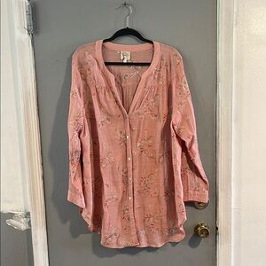 Fig and Flower Pink Floral Blouse